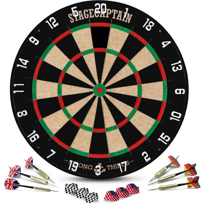 Комплект мішені для дротиків Stagecaptain DBS-1715C Bullseye Champion - професійна мішень для дротиків із сизалевої сталі - регульована по висоті чорна підставка для дротиків із сумкою - 6 дротиків та 4 комплекти дергаків