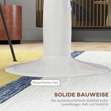 Обідній стіл HOMCOM 70 x 70 см Круглий кухонний стіл для 4 осіб Обідній стіл з мармуровим виглядом, ніжка-п&39єдестал, журнальний столик Сучасний стіл для кухні, їдальні та вітальні Білий