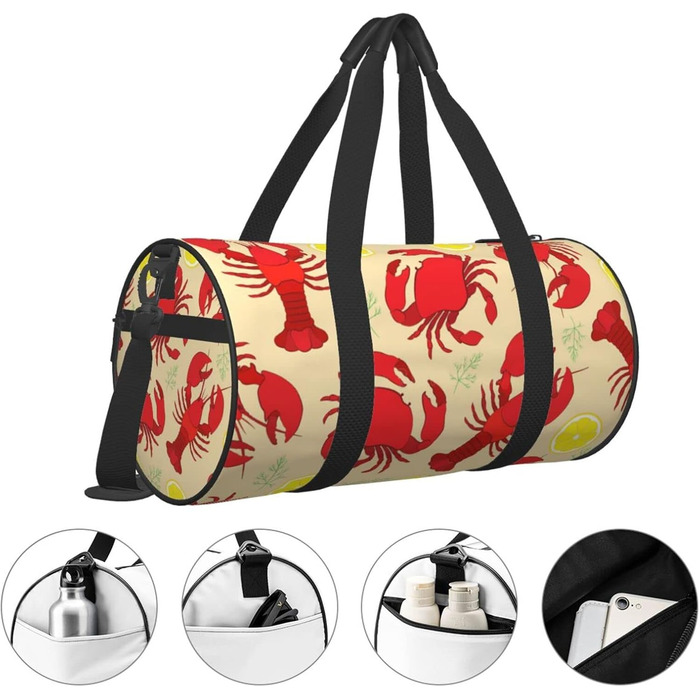 Дорожня сумка-хобо з дизайном омарів та крабів, спортивна сумка для чоловіків та жінок, сумка-мішок, спортивна сумка