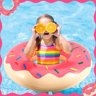 Надувне кільце для плавання, кільце для плавання Bitten Donut, надувний матрац, складне кільце, літня водна іграшка, поплавок для басейну, озеро, рожево-коричневий, 76 см, 2 Pack