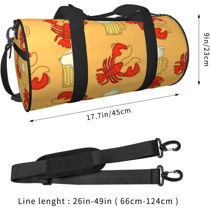 Дорожня сумка-циліндр з принтом пива та лобстерів, спортивна сумка для чоловіків та жінок, сумка-мішок, спортивна сумка