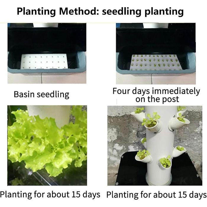 Стручків Hydroponics Tower Garden Система гідропонного вирощування Набір для аеропоніки для вирощування фруктів і овочів із зволожуючим насосом Адаптер Сітка Горщики Таймер для, 30