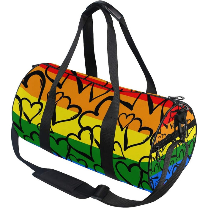 Спортивна сумка з веселковим принтом, барвиста, з сердечком, з канвасу, дорожня сумка, сумка на вихідні, для ручної поклажі, жіноча та чоловіча, для спорту та подорожей