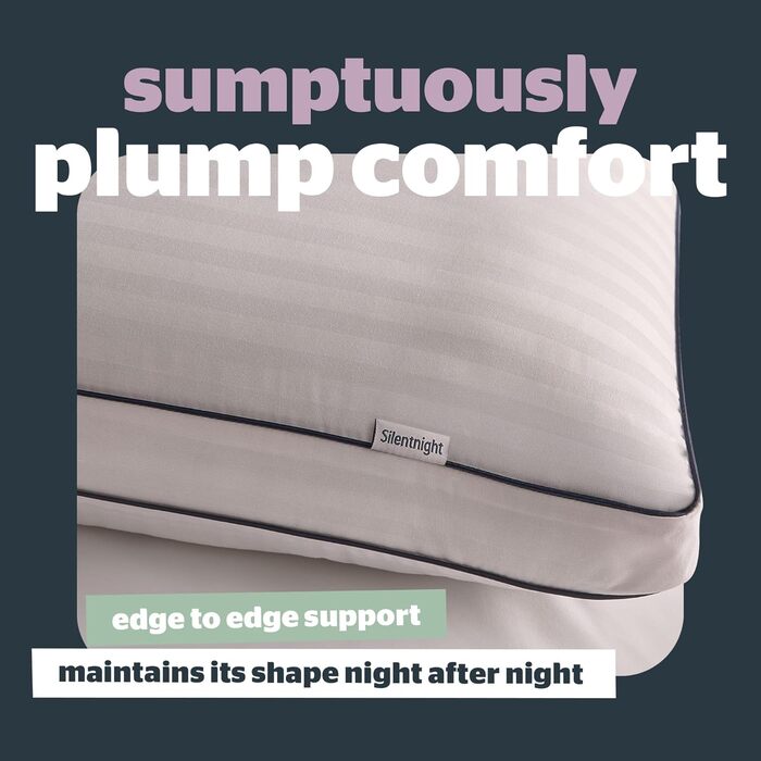 Підтримуюча подушка Silentnight Luxury Hotel Collection Box подушка готельної якості для сну на спині та боці з коробчастою коробчастою конструкцією для додаткової підтримки голови, шиї та плечей