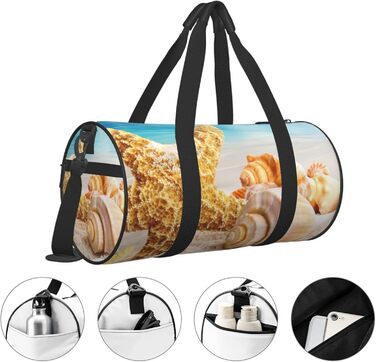 Дорожня сумка-циліндр з морським мотивом мушлі, океан, пляж - спортивна сумка для чоловіків та жінок