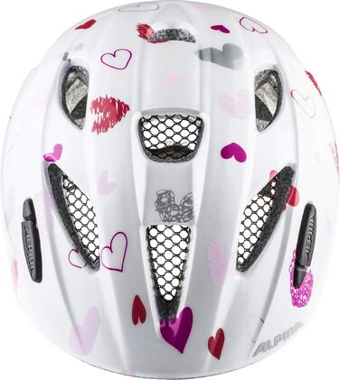 Легкий, безпечний та ударостійкий велосипедний шолом з додатковим світлодіодним підсвічуванням для дітей білі серця блиск 45-49 см