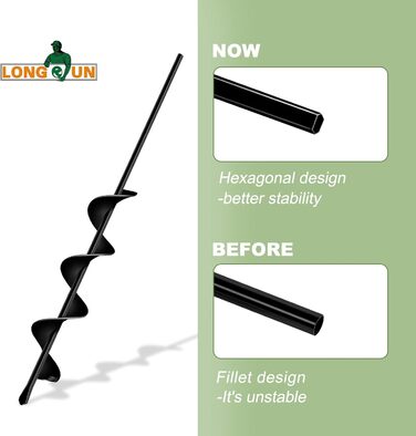 Бурильник для саду Longrun, бур для свердла та шуруповерта, ручний спіральний бур для посадки квітів та кімнатних рослин, 6,7x58 см (23x58 см)