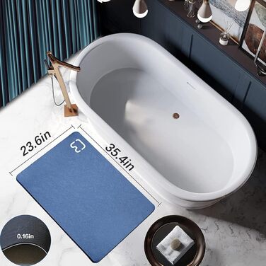 Поглинаючий, нековзний килимок для ванни з мікрофібри, швидковисихаючий килимок для душу, підходить для вітальні, кухні та туалету (темно-синій, 60 x 90 см)