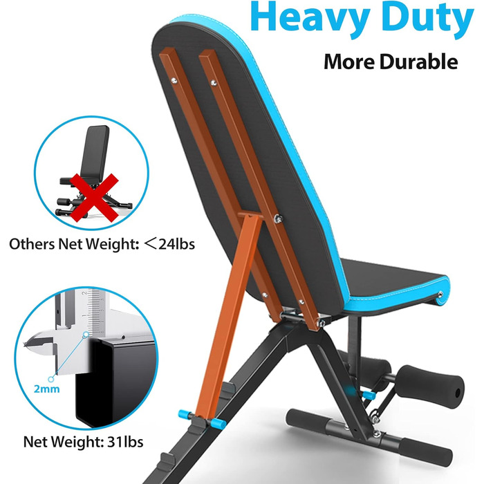 Регульована багатофункціональна лава для важкої атлетики з кутом на 90 градусів, похила лава, плоска лава, лава з нахилом для присідань, вправ на біцепс та тренажера для спини, підтримка ніг, вправи для живота, чорна