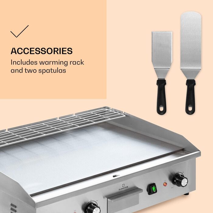 Електричний гриль Klarstein, Настільний гриль з LED дисплеєм, Електричний гриль для балкона та приміщення, Електричний гриль з нержавіючої сталі, Пластина для гриля зі знімною антипригарною пластиною та захистом від бризок, Гриль електричний 200 Вт, срібл