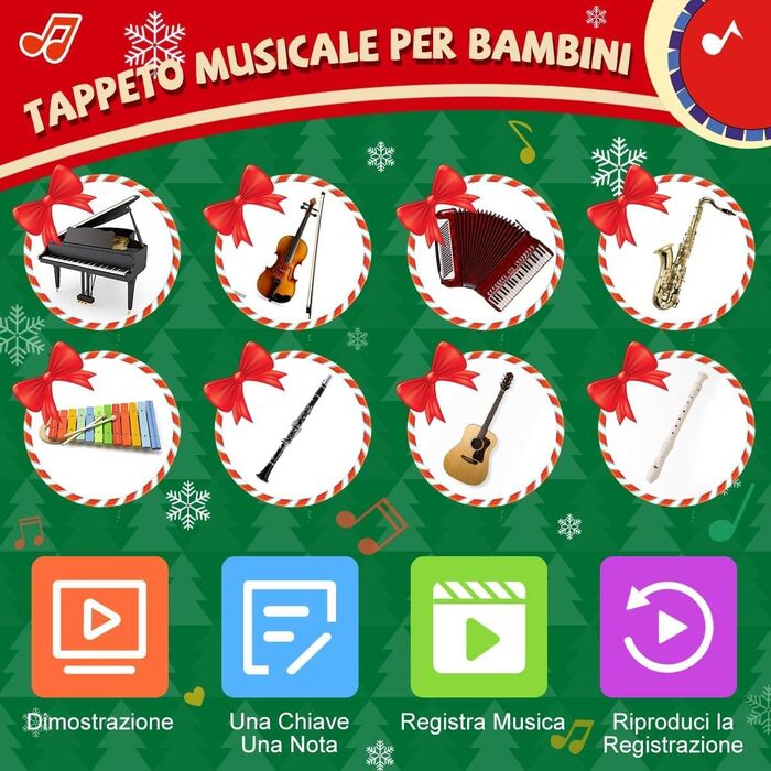 Килимок для піаніно, танцювальні килимки Килимок для піаніно Музичний килимок для дітей, 5 режимів 8 інструментів Звуки Іграшка Му