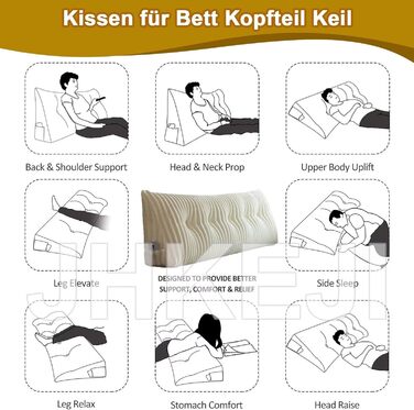 Подушка для спинки ліжка 100 см, сіра подушка для спинки ліжка, велика трикутна подушка для підтримки спини, плюшева клиноподібна подушка для узголів&39я ліжка, подушка для спинки до стіни, подушка для спинки, яку можна прати, сіра 1005020 см