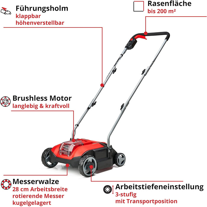Аератор акумуляторний GC-SC 18/28 Li-Solo Power X-Change (Li-Ion, 18 В, безщітковий електромотор, робоча ширина 28 см, 3-ступеневе регулювання глибини, без акумулятора та зарядного пристрою) 18 Вольт