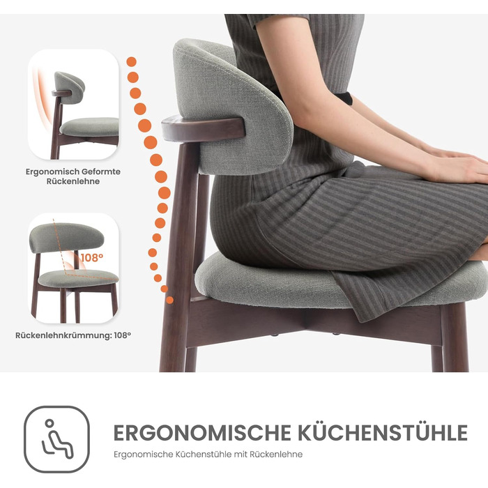 Комплект кухонних стільців COLAMY з 4 предметів, сучасні м&39які обідні стільці з фіксованою спинкою, тканинний обідній стілець з дерев&39яними ніжками для їдальні, кухні, ресторану, зелений зелений комплект з 4 предметів