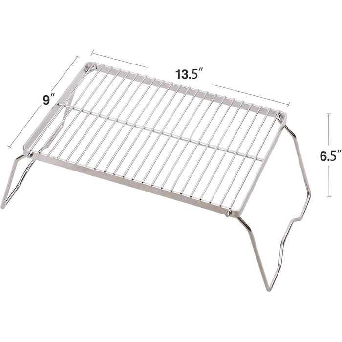 Решітка-гриль для багаття 304 з нержавіючої сталі, складний кемпінговий гриль надміцний з сумкою для перенесення сріблястий середній