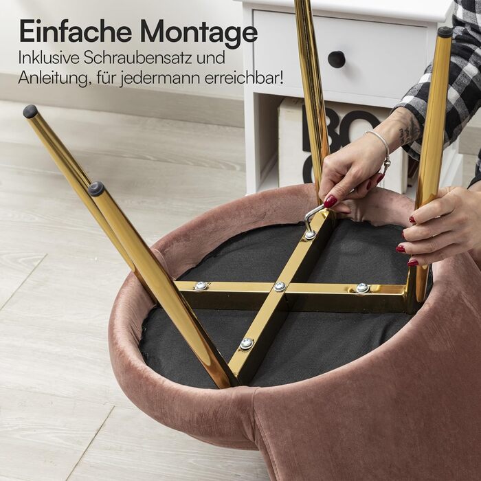 Крісло Baroni Home з м&39якою спинкою з оксамиту та золотими ніжками, крісло для вітальні та спальні, 69x784 см Пудровий колір