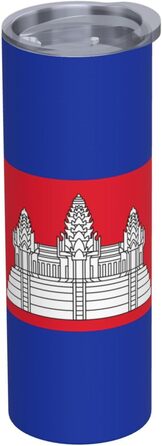Кухоль з прямою трубочкою, дизайн камбоджійський прапор, друкований, дорожній кухоль, підходить для кемпінгу, офісу та дому, 590 мл