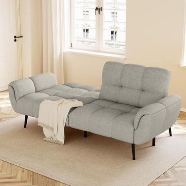 Диван JIEXI з функцією сну, 3-місний диван-ліжко, 155x85 см, зручний та підходить для вітальні, офісу, кімнати, вітальні, спальні (світло-сірий)