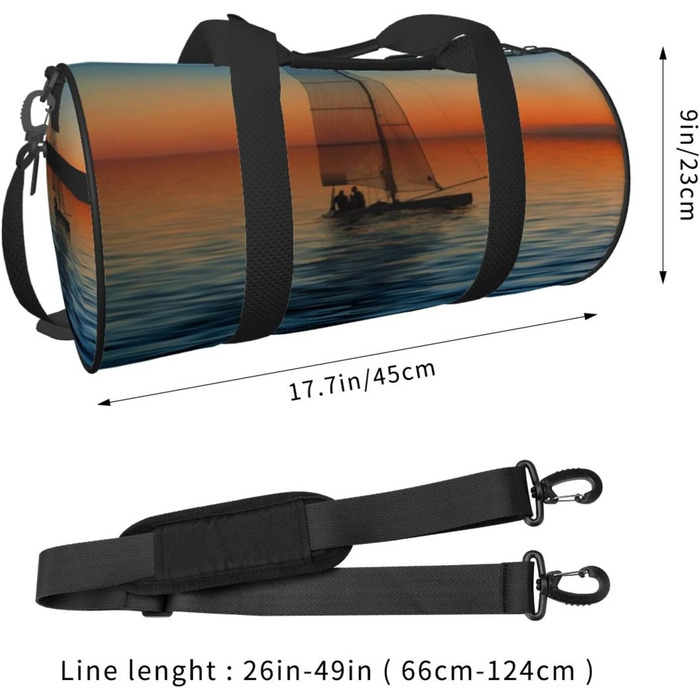 Спортивна сумка для подорожей, пляжу та яхтингу, з принтом Захід сонця, чорна, універсальний розмір