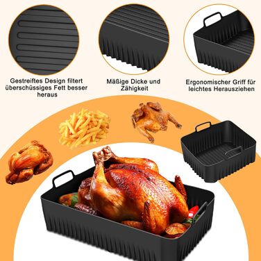 Аксесуари для фритюрниці Ninja Foodi Flexdrawer AF500 10.4 л, силіконова форма для аксесуарів для фритюрниці, аксесуари для фритюрниці з силіконовою вставкою для двозонної фритюрниці (110.4 л і 25.2 л)