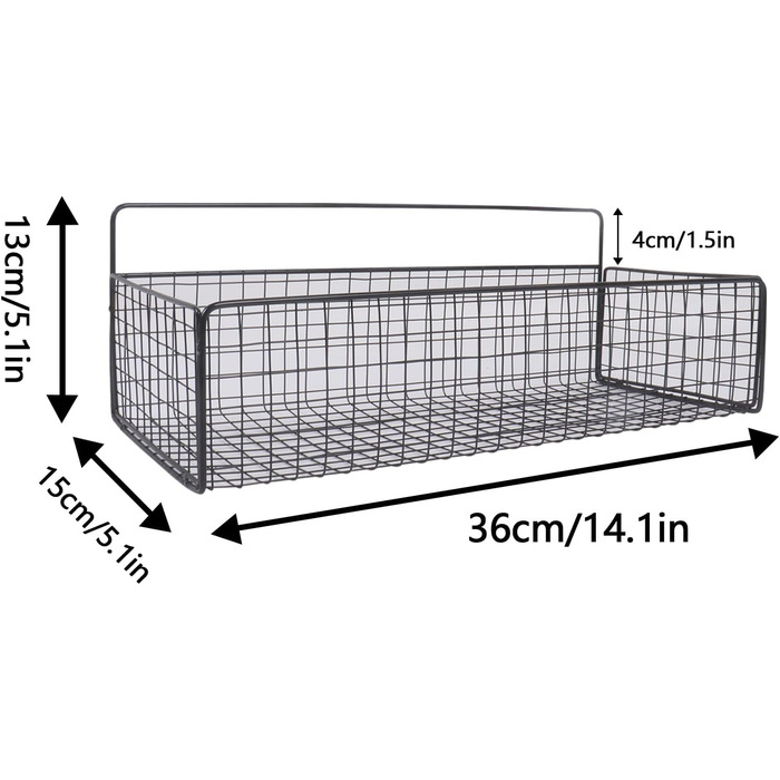 Настінний кошик для зберігання, 2 шт., чорні металеві дротяні кошики для зберігання, без свердління, встановлення, кошик для ванної кімнати, невеликі кошики для шаф, комори, шафок