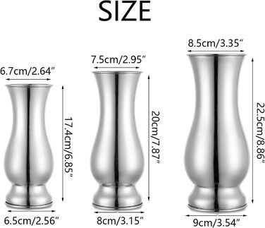 Комплекти металевих весільних прикрас для столів, срібна підставка для вази для квітів на день народження, квіткова ваза-труба для різдвяних прикрас, штучні квіткові композиції для офісу малісереднівеликі срібні, 3