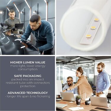 Чиста світлодіодна трубка з 10 шт. 120 см - СКЛО T8 G13 - нейтральний білий (4000K) - 18 Вт (замінює 36 Вт) - 1800 люмен - включно зі стартером - люмінесцентна трубка Неонова трубка трубка лампа Світлодіодна трубка