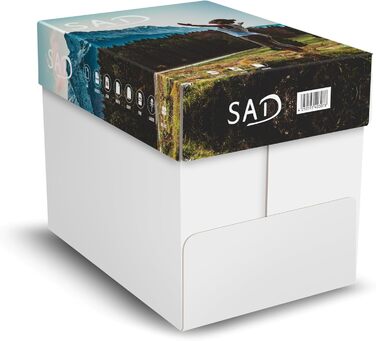 Папір для принтера SAD DIN A4 2500 аркушів, 80 г/м, яскраво-білий CIE 161, універсальний папір оптом, підходить для всіх принтерів, високоякісний копіювальний папір, сертифікований FSC