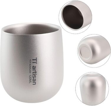 Двостінна туристична кружка, 120 мл, титанова кавова кружка для гарячих і холодних напоїв, подорожей на природі та пікніків