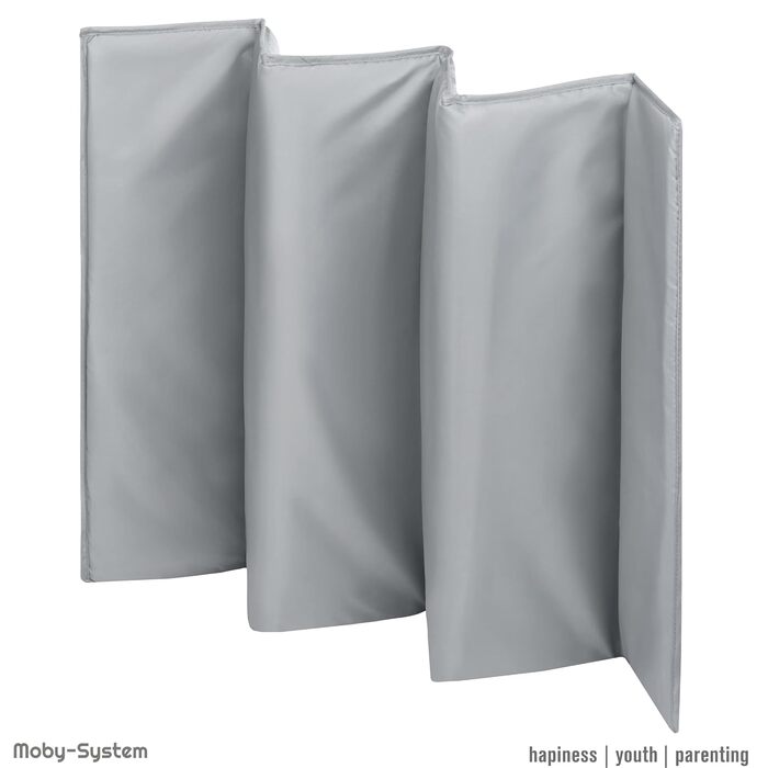 Дитяче ліжечко Moby-System 128x68 см Складане дитяче ліжечко з матрацом та сумкою для перенесення Манеж з боковим виходом для дітей вагою до 15 кг Сірий базовий