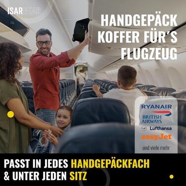 Маленька валіза Isar Gear з 2 колесами (50x35x20 см) - Легка 20-футова тканинна дорожня валіза - Візок для ручної поклажі - Валіза з м&39якою оболонкою (тканинна валіза Softcase) чорного кольору з колесами, висота 50 см