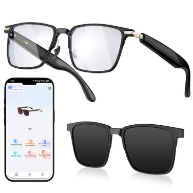 Розумні AI-окуляри S7 Bluetooth-сонцезахисні окуляри з перекладом у реальному часі та голосовим помічником, захистом від синього світла та UV-випромінювання, зі змінними лінзами