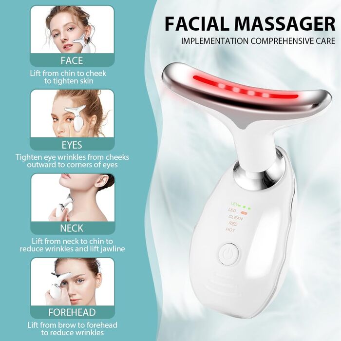 Масажер для обличчя проти зморшок, 3-в-1 пристрій для краси обличчя, 45 V Face Beauty Meter пристрій для обличчя для підтяжки та підтяжки шкіри, EMS масаж обличчя для жінок чоловіків V Shape Face пристрій