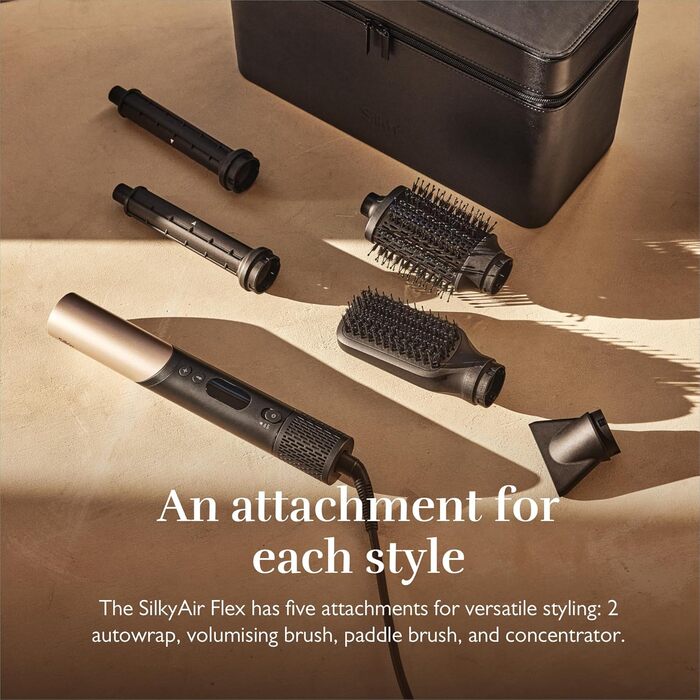 Стайлер і фен Silk'n Air I SilkyAir Flex I 5-в-1 насадка для автоматичного накручування локонів, лопатева щітка, овальна щітка, ко