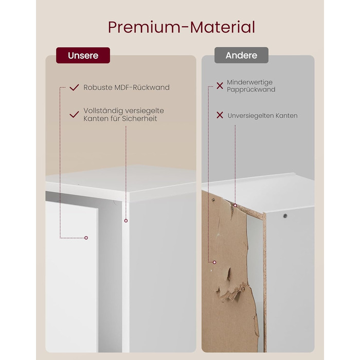 Колекція Custos - Книжкова полиця, 3-рівнева полиця, Відкрита полиця для зберігання, 24 x 20 x 94,8 см, для вітальні, домашнього офісу, спальні, Хмарно-білий LBC523W01 3 рівні (20Ш см) Хмарно-білий