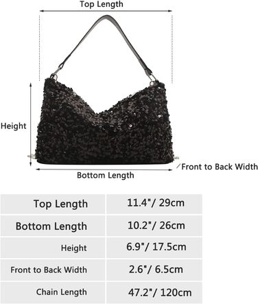 Вечірня сумочка-клатч, чорна, з паєтками, на ланцюжку для вечірок, весіль та випускних