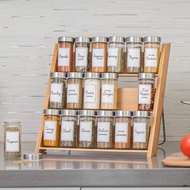 Бамбуковий органайзер для спецій універсальна вставка для спецій/банок/банок, не потребує свердління, нековзний