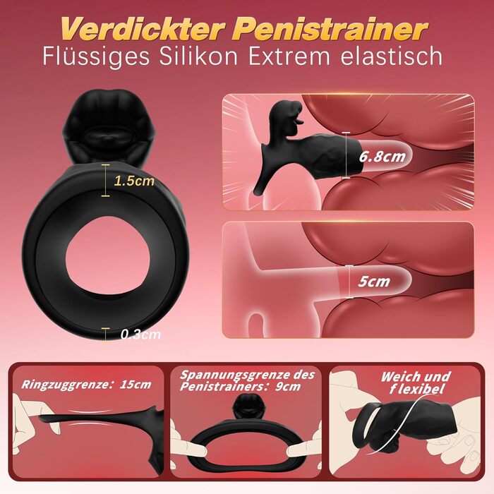 Подвійне ерекційне кільце Tagnaff, з вібрацією та стимуляцією клітора