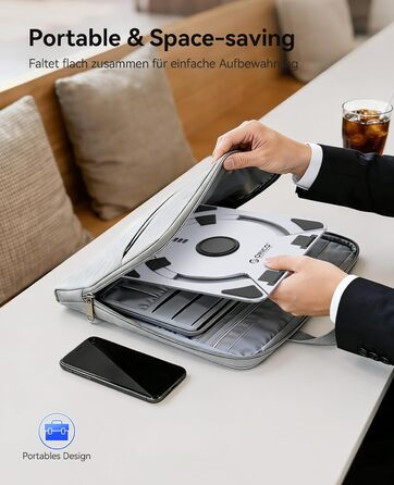 Основа для ноутбука ORICO NS1 срібляста регульована висота, алюмінієвий корпус, охолодження та поворотна база 360, ергономічний складаний стенд для ноутбуків 10-17 дюймів