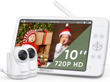 Дюймовий відеоняня з 2 камерами, 720P HD quad split screen 10000mAh батарея відеоняня, quad split screen, нічне бачення, двосторон