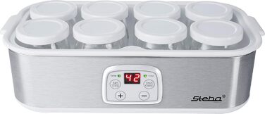 Йогуртниця Steba для смачного домашнього йогурту з ідеальною консистенцією 8 скляних горщиків для йогурту з кришками, об'ємом 180