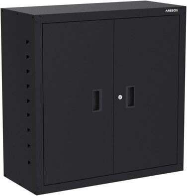 Картотечна шафа Arebos, офісна шафа, шафа для зберігання, шафа для матеріалів, сталева шафа Полиця з регульованою висотою 90x90x40 см чорного кольору