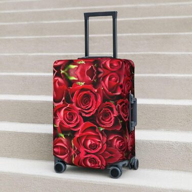 Чохол для валізи Червона троянда з принтом, еластичний захист від подряпин та пилу, чорний, розмір 90