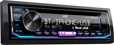 Автомобільна радіостанція JVC KD-T702BT CD з Bluetooth гучного зв'язку (високопродуктивний тюнер, звуковий процесор, USB, Android і Spotify Control, 4x50 Вт, червоний/чорний) (USB/BT/багатобарвний, одинарний)