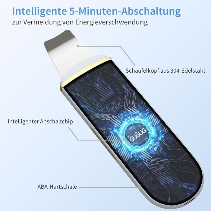 Ультразвуковий пристрій для видалення вугрів на обличчі з 4 режимами, очищувач пор, шпатель для вмивання обличчя, очищувач шкіри для пристрою для очищення обличчя A-white Gold