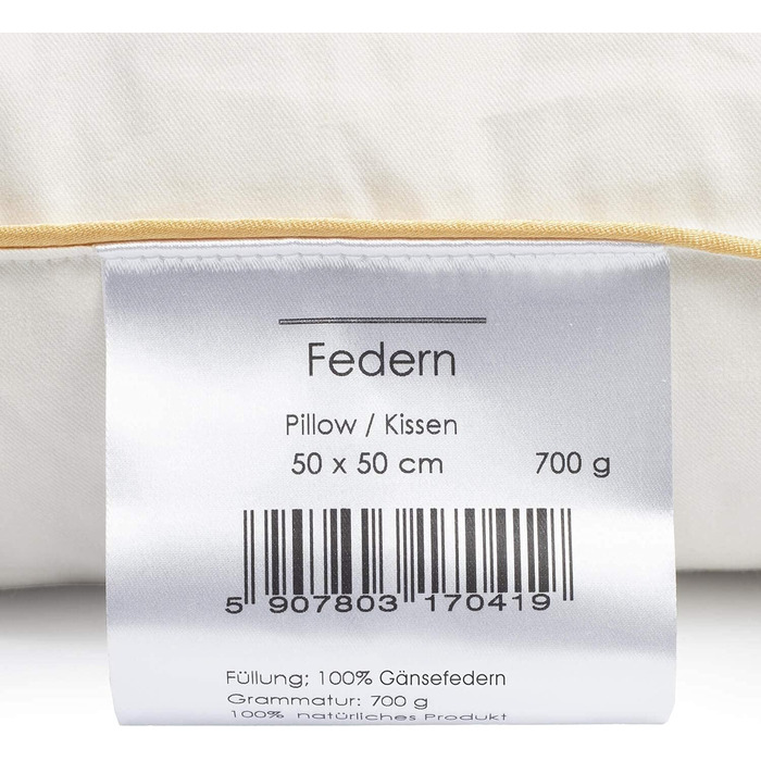 Пухова подушка H&F Home Textiles 50x50 см Наповнювач подушки 700 г 100 пір&39я Подушка із сертифікатом Oeko-Tex Чохол 100 бавовна