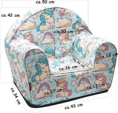 Чохол з пінопласту PinkZebra для дитячих крісел, чохол для крісла, підходить для дитячих крісел розміром 51 x 34 x 42 см, площа сидіння 26 x 26 см, Oeko-Tex Standard 100 (Єдиноріг)