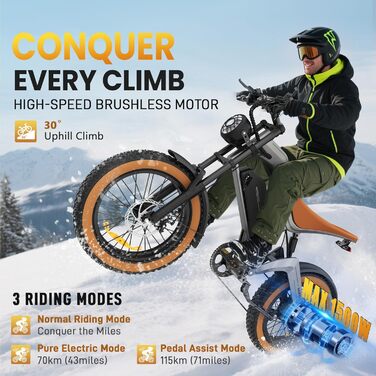 Чоловічий електровелосипед, 20 x 4.0-дюймові всесезонні широкі шини, електричний велосипед з двигуном 250 Вт, акумулятор 48 В 18.2 Аг, 25 км/год, запас ходу до 161 км, картка NFC, 7-ступінчаста коробка передач, гідравлічні гальма, M20