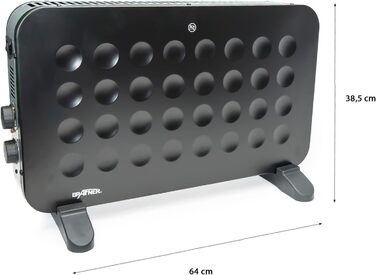 Конвекторний обігрівач Grafner 2000 Вт, матово-чорний, 3 режими нагріву, термостат з плавним регулюванням для повністю автоматичної роботи, новітня технологія циркуляції, безшумний, електричний конвекторний обігрівач