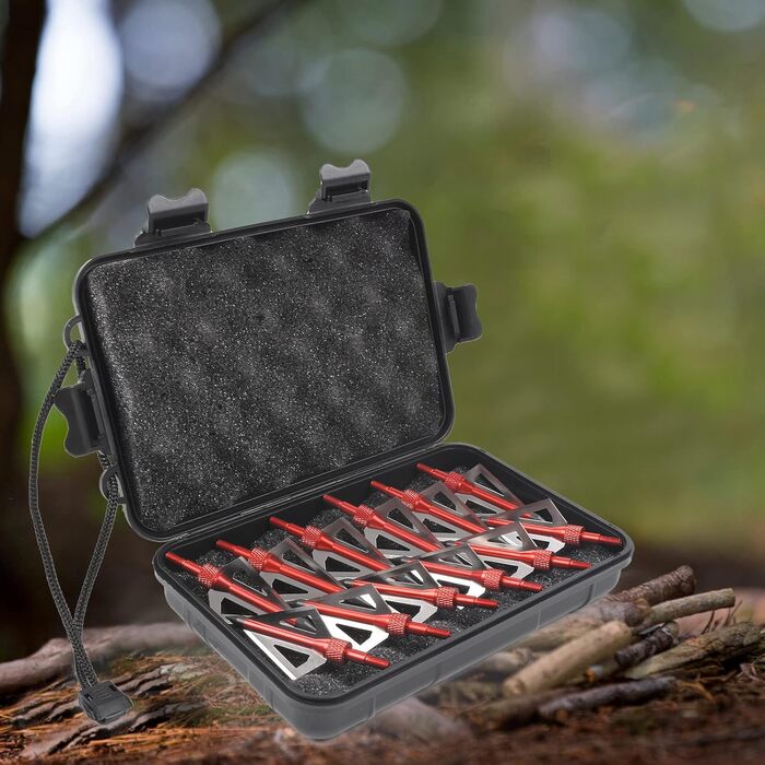 Наконечники стріл 100 гран (вкручувані) — для зовнішнього використання, червоні, 12 шт. + пластиковий кейс